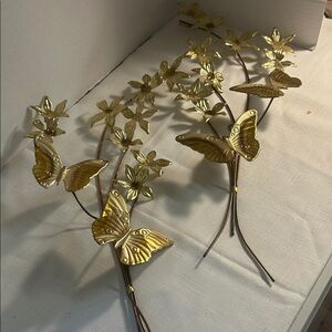 Elegant Gold Butterfly and Floral Wall Decor